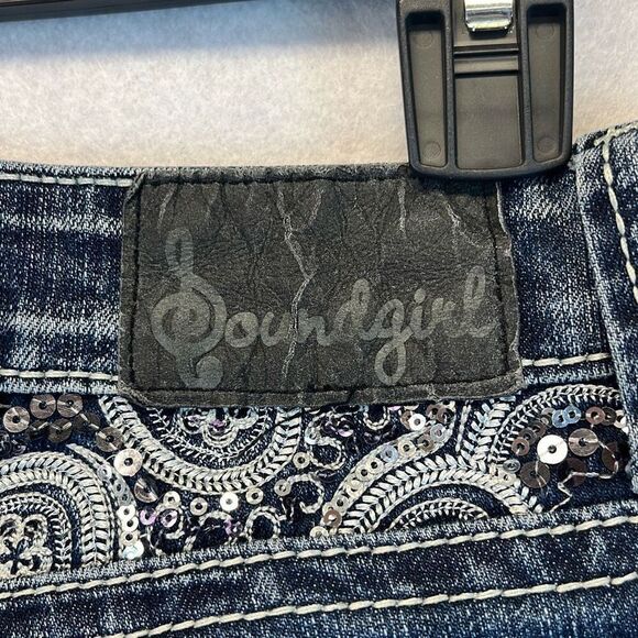 SOUNDGIRL Jeans Women's Size 9 Blue Denim Sequin Embroidered Bootcut Medium Wash - Picture 14 of 14